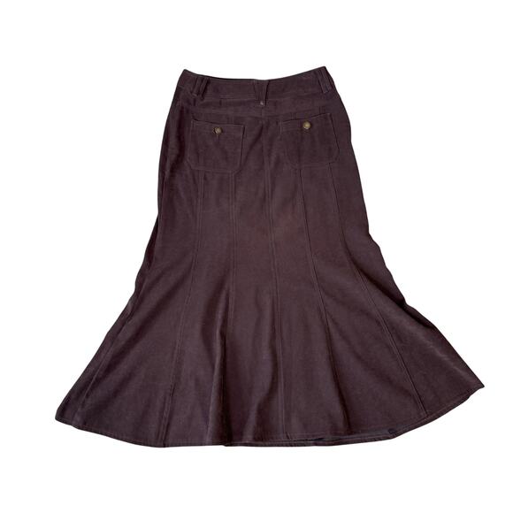 Larry Levine Designer Stretch Brown Suede Midi Skirt US Womens 4 - Picture 2 of 5